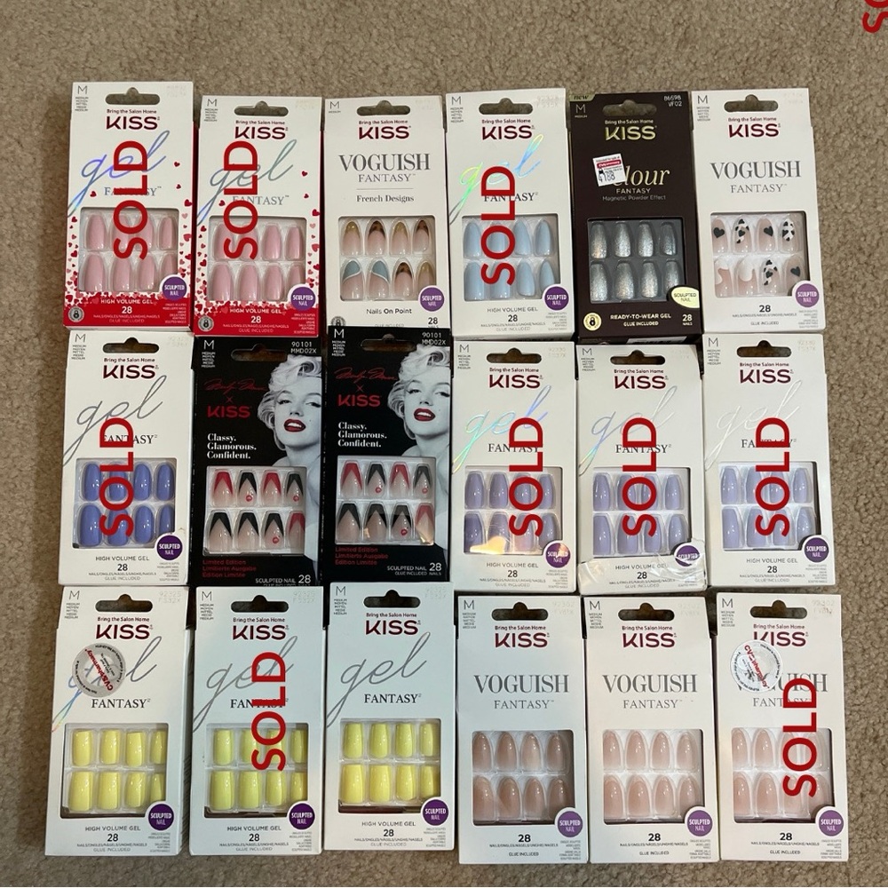 New KISS Gel & Voguish Fantasy Nails – Medium length, Many Styles,  1 for $8